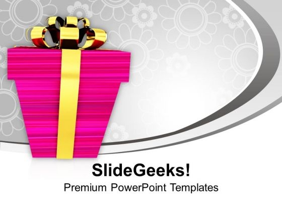Christmas Gift With Golden Wrappings Festival PowerPoint Templates Ppt Backgrounds For Slides 1112