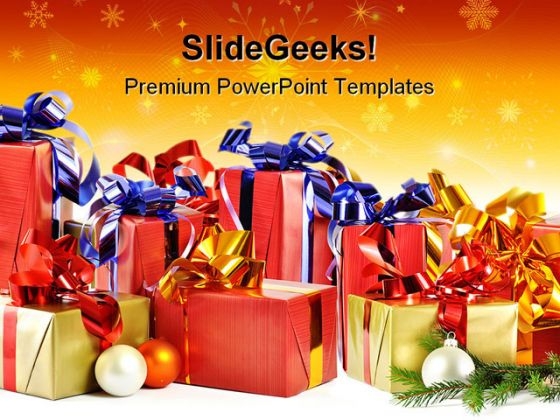 Christmas Gifts Festival PowerPoint Backgrounds And Templates 0111