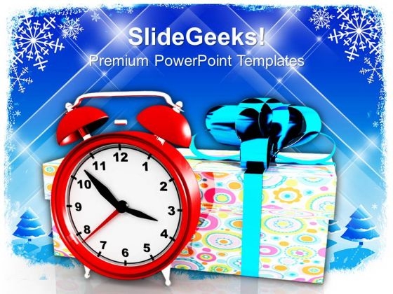 Christmas Gifts With Alarm Clock Festival PowerPoint Templates And PowerPoint Themes 1112
