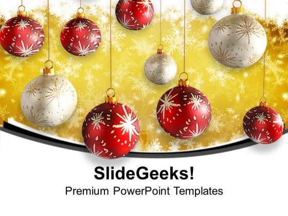 Christmas Hanging Balls Red And White PowerPoint Templates Ppt Backgrounds For Slides 1212