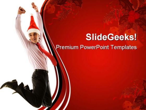 Christmas Joy Jump Business PowerPoint Templates And PowerPoint Backgrounds 0611