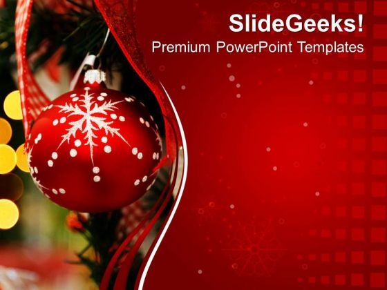 Christmas Ornaments With Embossed Flakes PowerPoint Templates Ppt Backgrounds For Slides 0513