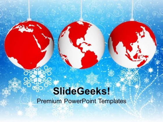 Christmas Ornaments With World Map Business PowerPoint Templates Ppt Backgrounds For Slides 1112