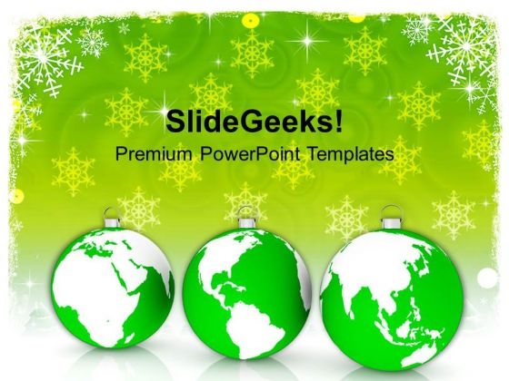 Christmas Ornaments With World Maps PowerPoint Templates Ppt Backgrounds For Slides 1112