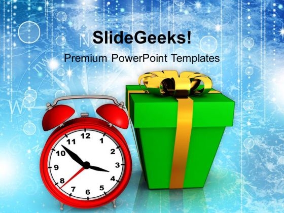 Christmas Present With Clock Shapes PowerPoint Templates Ppt Background For Slides 1112