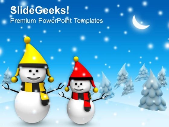 Christmas Theme With Snowman Winter Holidays PowerPoint Templates Ppt Backgrounds For Slides 1212