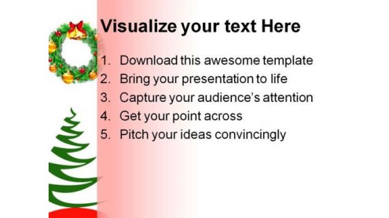 Christmas Tree And Wreath Festival PowerPoint Backgrounds And Templates 1210