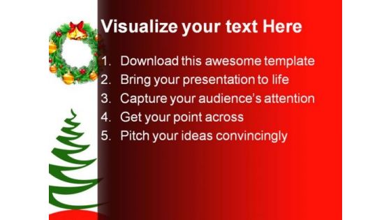 Christmas Tree And Wreath Festival PowerPoint Backgrounds And Templates 1210