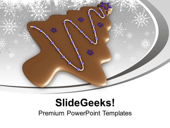 Christmas Tree In Form Of Brown Cookie PowerPoint Templates Ppt Backgrounds For Slides 0113