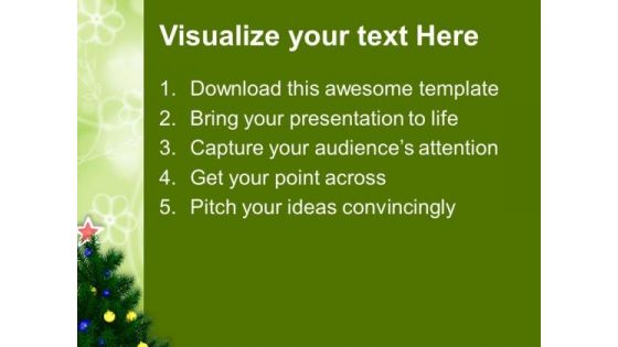 Christmas Tree On Green Shiny Background PowerPoint Templates Ppt Backgrounds For Slides 1212