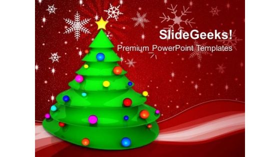 Christmas Tree With Colored Balls Festival PowerPoint Templates Ppt Backgrounds For Slides 1212