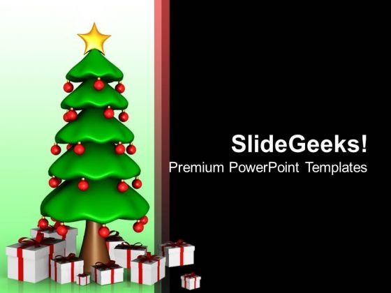 Christmas Tree With Gifts New Year Concept PowerPoint Templates Ppt Backgrounds For Slides 1112