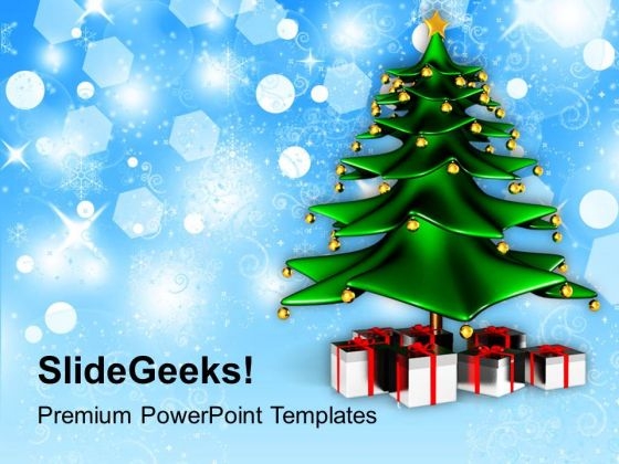 Christmas Tree With Gifts Winter Background PowerPoint Templates Ppt Backgrounds For Slides 1112