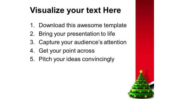 Christmas Tree With Golden Stars Celebration PowerPoint Templates Ppt Backgrounds For Slides 1112