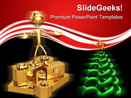 Christmas Tree With Presents Festival PowerPoint Themes And PowerPoint Slides 0411