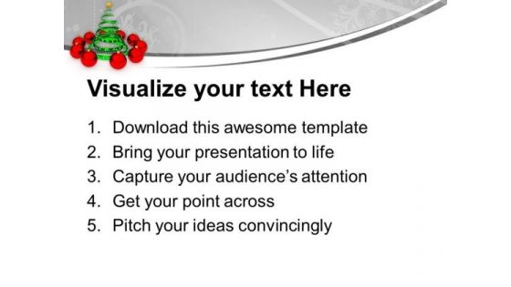 Christmas Tree With Red Balls PowerPoint Templates Ppt Backgrounds For Slides 1212