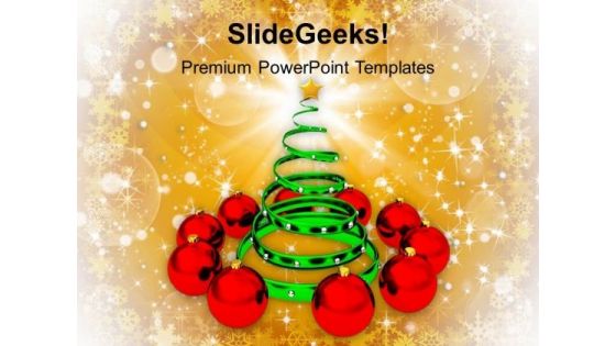 Christmas Tree With Red Baubles Events PowerPoint Templates Ppt Backgrounds For Slides 1112