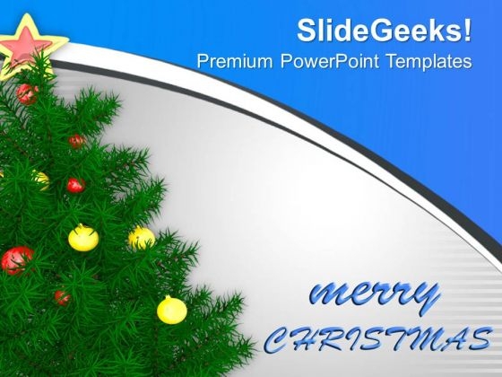 Christmas Tree With Red Golden Star PowerPoint Templates Ppt Backgrounds For Slides 0113