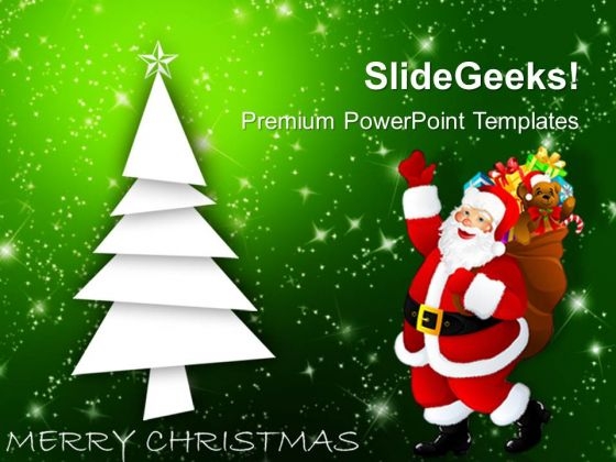 Christmas Tree With Santa Claus Holidays PowerPoint Templates Ppt Backgrounds For Slides 1112