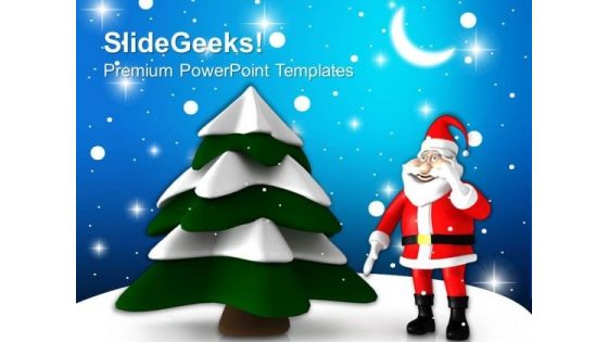 Christmas Tree With Santa Holidays PowerPoint Templates Ppt Backgrounds For Slides 1212