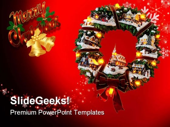Christmas Wreath Festival PowerPoint Templates And PowerPoint Backgrounds 0611
