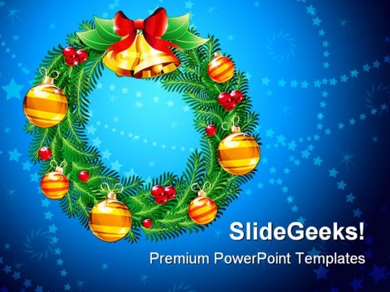 Christmas Wreath Holidays PowerPoint Backgrounds And Templates 1210