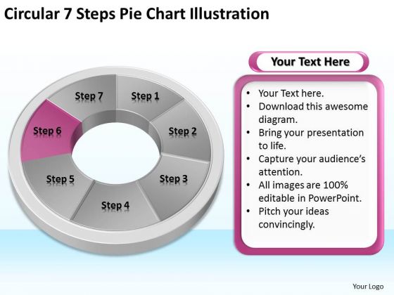Circular 7 Steps Pie Chart Illustration Real Estate Business Plan PowerPoint Slides