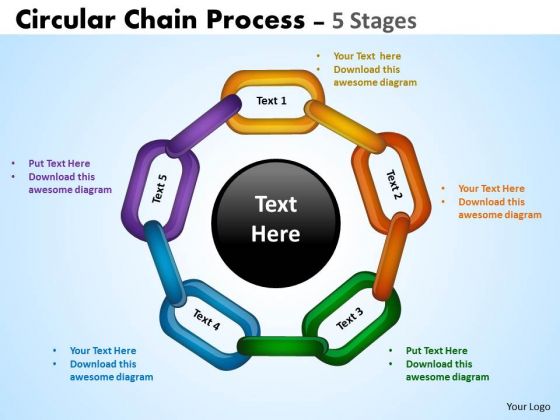 Circular Chain Flowchart Process Diagram 5 Stages Business Diagram