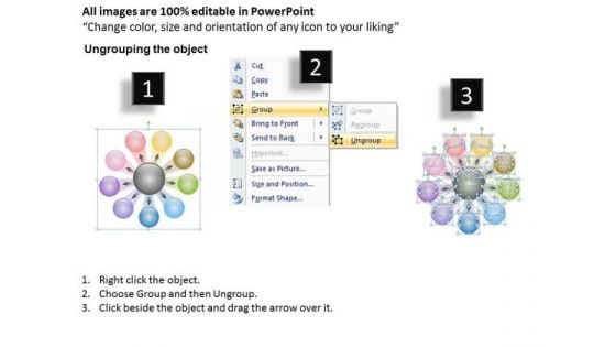 Circular Diverging 9 Stages Process Relative Cycle Arrow Network PowerPoint Slides