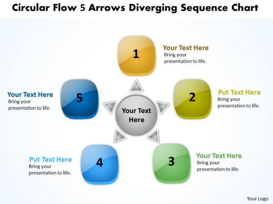 Circular Flow 5 Arrows Diverging Sequence Chart Cycle PowerPoint Slides