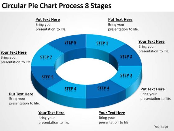 Circular Pie Chart Process 8 Stages Online Business Plan PowerPoint Templates