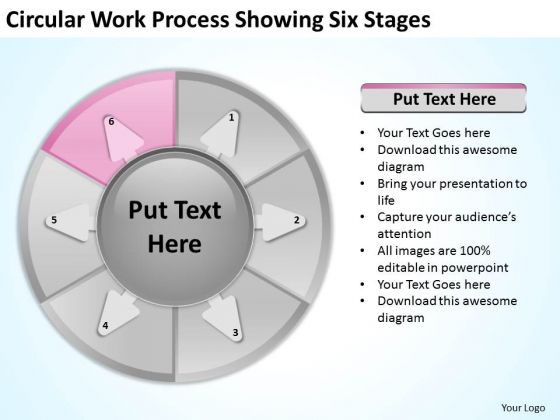 Circular Work Process Showing Six Stages Basic Business Plan PowerPoint Slides