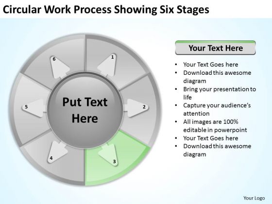 Circular Work Process Showing Six Stages Business Plan Template PowerPoint Templates