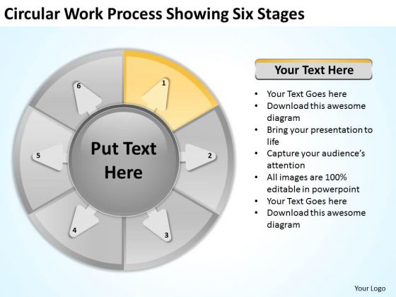 Circular Work Process Showing Six Stages Startup Business Plan PowerPoint Templates