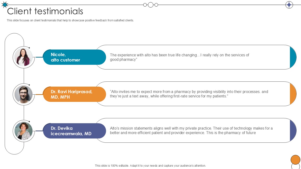 Client Testimonials Digital Pharmacy Company Investor Funding Ppt Sample