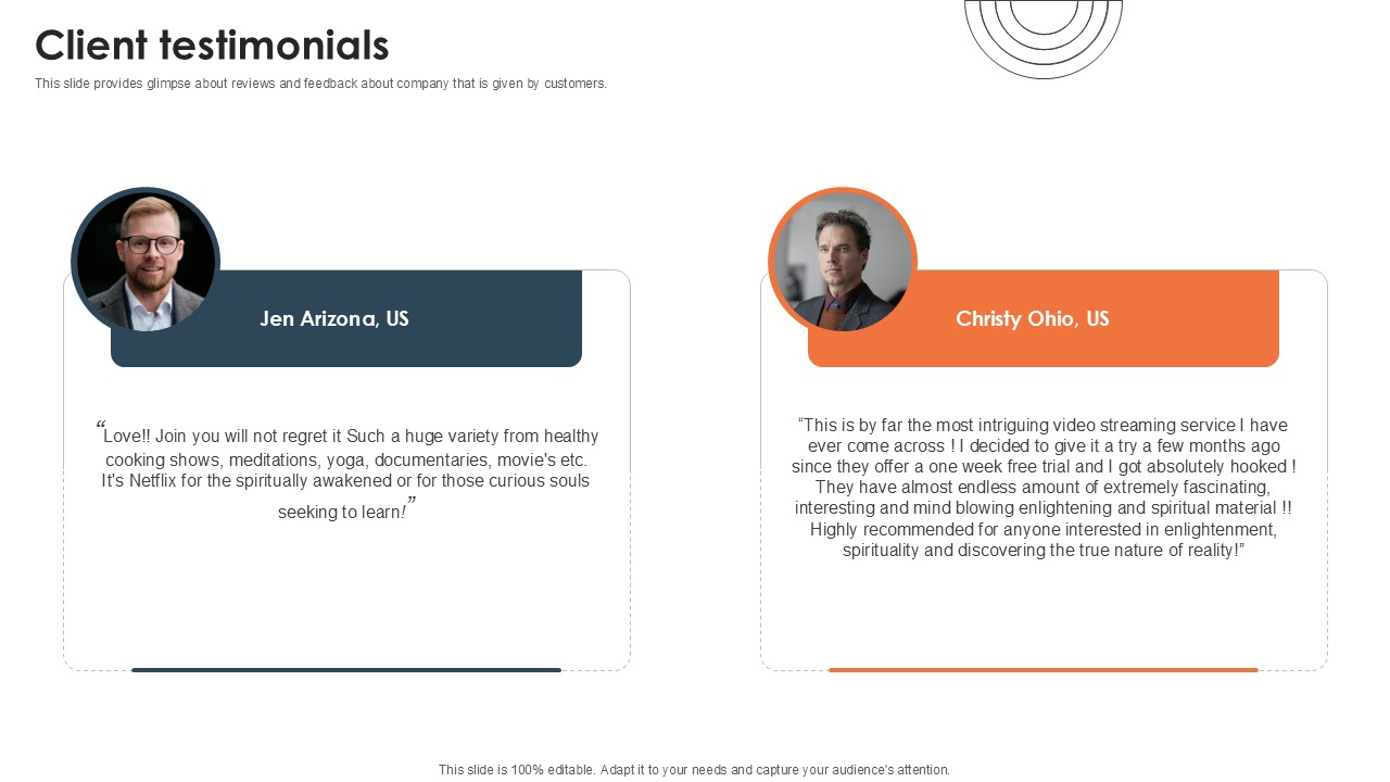 Client Testimonials Investor Funding Elevator Pitch Deck PPT Example
