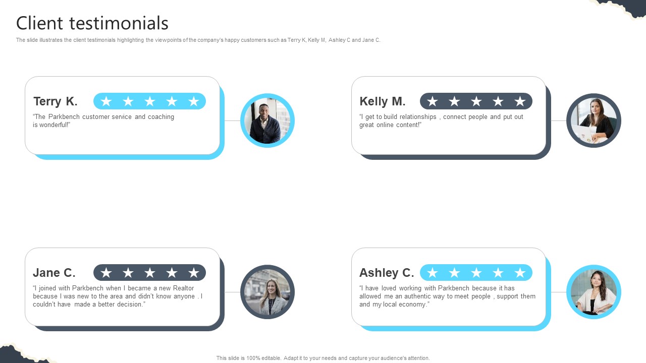 Client Testimonials Real Estate Platform Investor Funding Elevator Pitch Deck