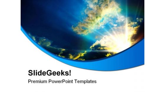 Cloud Sky With Rays Nature PowerPoint Themes And PowerPoint Slides 0711