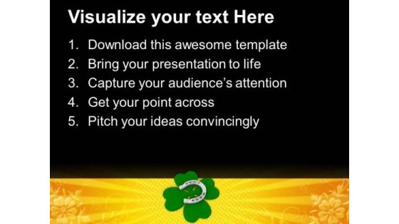 Clover And Lucky Horshoe Celebration PowerPoint Templates Ppt Backgrounds For Slides 0313