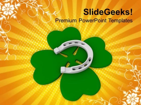 Clover And Lucky Horshoe Celebration PowerPoint Templates Ppt Backgrounds For Slides 0313