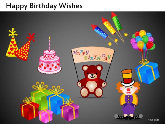 Clown Teddy Bear Gifts PowerPoint Clipart Graphics Slides
