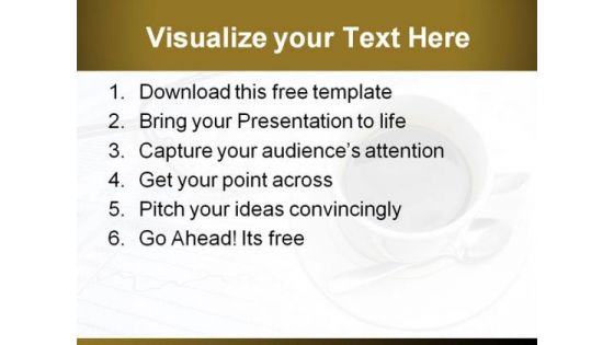 Coffee PowerPoint Template with Stock Market Papers