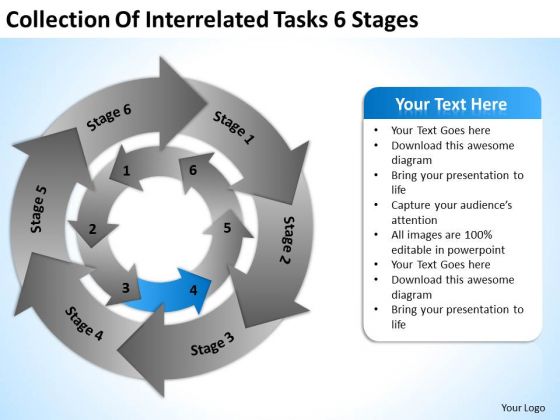 Collection Of Interrelated Tasks 6 Stages Best Business Plan PowerPoint Templates