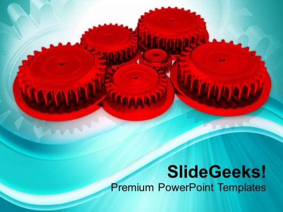 Collection Of Six Gears With Red Color PowerPoint Templates Ppt Backgrounds For Slides 0713