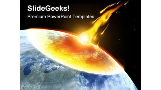 Collision Asteroid Globe PowerPoint Template 0610