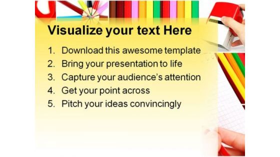 Color Pencil Collage Education PowerPoint Template 0810