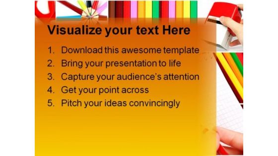 Color Pencil Collage Education PowerPoint Template 0810
