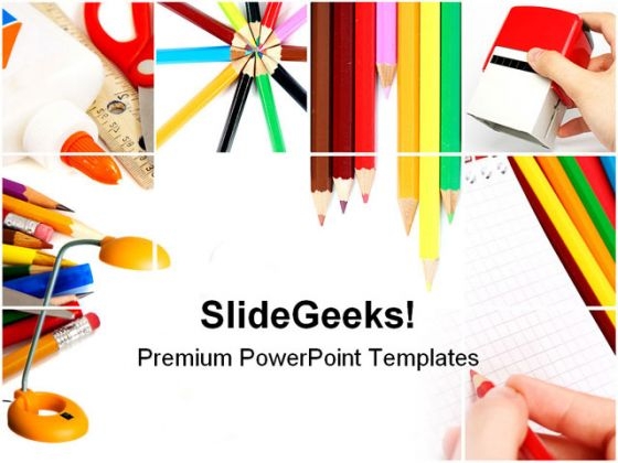 Color Pencil Collage Education PowerPoint Template 0810