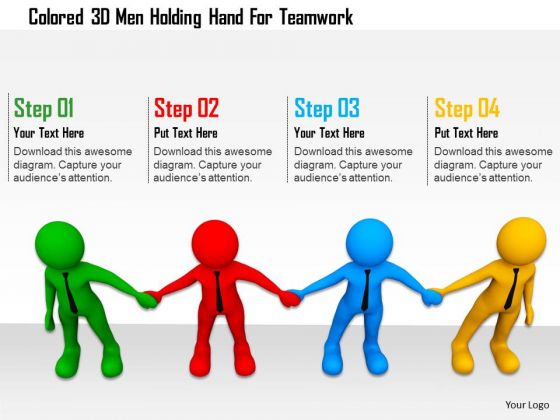Colored 3d Men Holding Hand For Teamwork