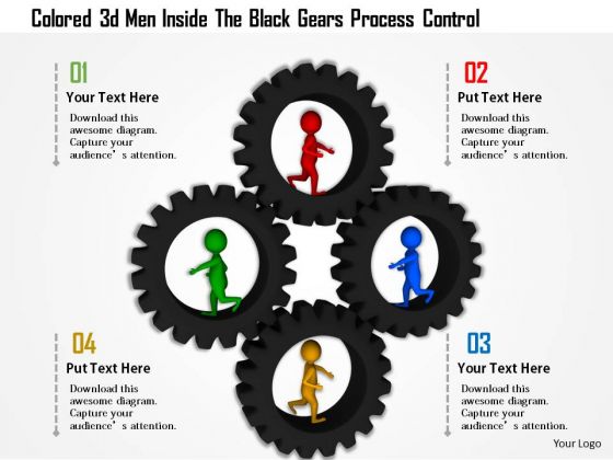 Colored 3d Men Inside The Black Gears Process Control